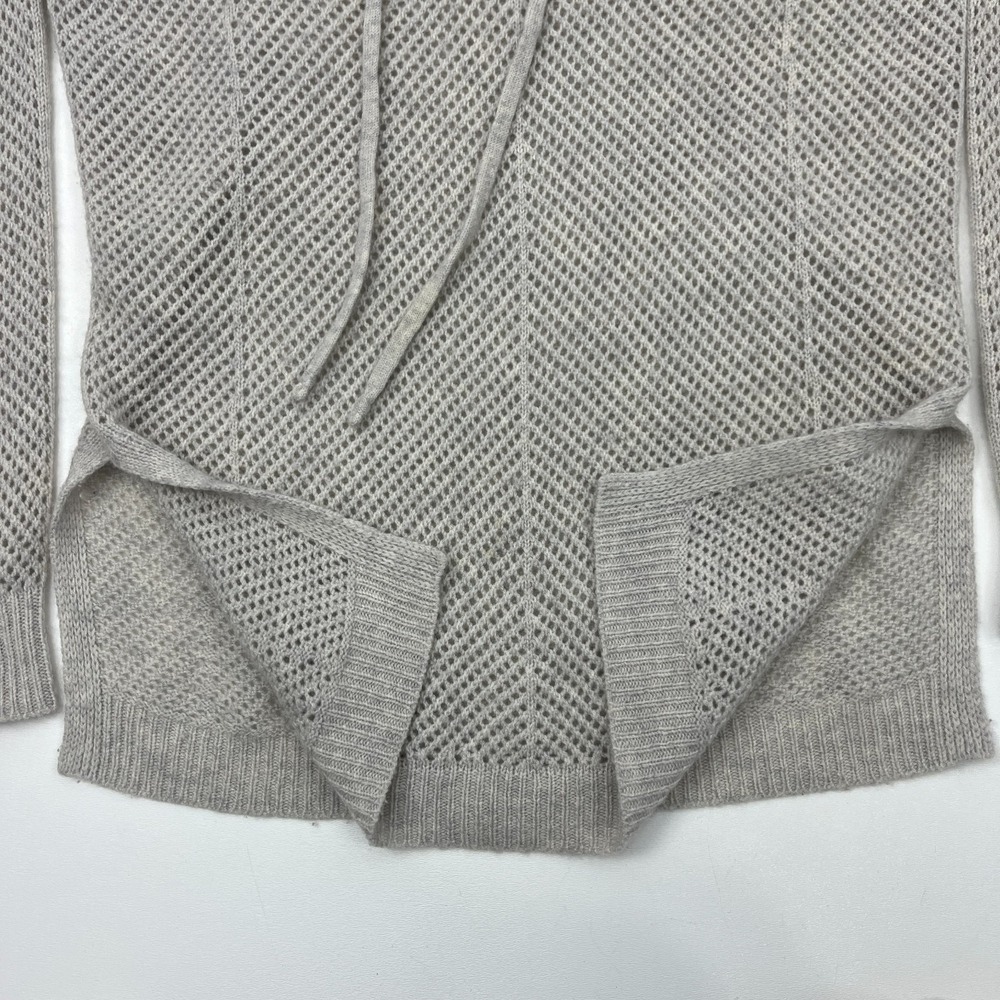 Autumn Cashmere XS Sweater 100% Cashmere Hooded Open Knit Gray Sand Soft Cozy - Picture 5 of 12